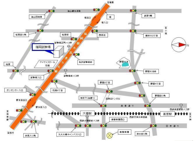 福岡自動車運転免許試験場へのアクセスマップ