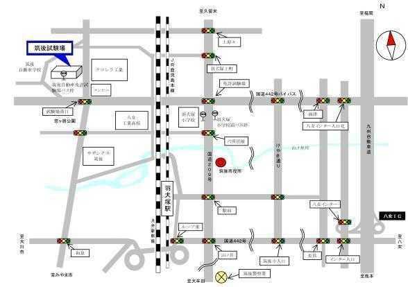 筑後自動車運転免許試験場付近の地図画像